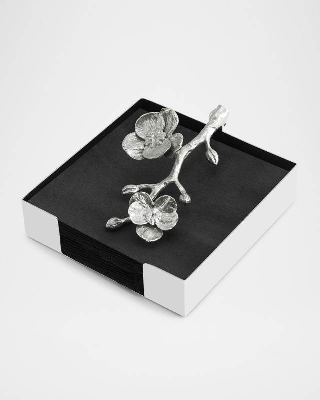 White Orchid Cocktail Napkin Holder
